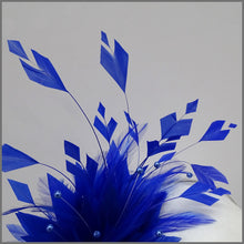 Load image into Gallery viewer, Unique Full Feather Blue Formal Fascinator