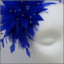Load image into Gallery viewer, Unique Full Feather Blue Formal Fascinator