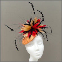 Load image into Gallery viewer, Vibrant Red &amp; Orange Disc Fascinator for Ladies Day