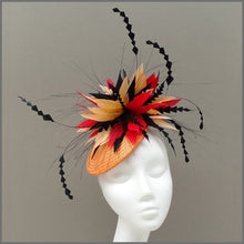Load image into Gallery viewer, Vibrant Red & Orange Disc Fascinator for Ladies Day