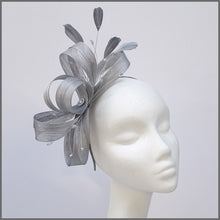 Load image into Gallery viewer, Wedding Guest Fascinator in Metallic Silver