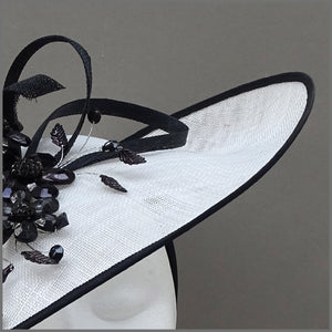 White & Black Crystal Flower Hatinator for Special Occasion
