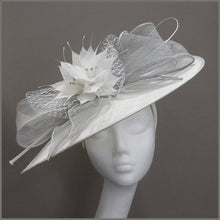 Load image into Gallery viewer, White &amp; Dove Grey Ladies Day Floral Hatinator