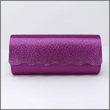 Load image into Gallery viewer, Women&#39;s Purple Satin Clutch Bag for Wedding