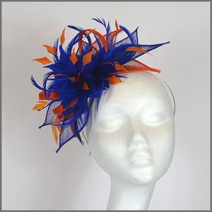 Dora Fascinator - Cobalt Blue & Orange