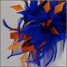 Load image into Gallery viewer, Dora Fascinator - Cobalt Blue &amp; Orange