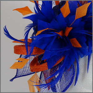 Dora Fascinator - Cobalt Blue & Orange