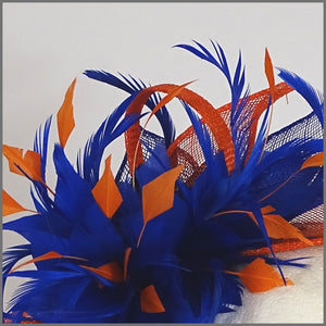 Dora Fascinator - Cobalt Blue & Orange