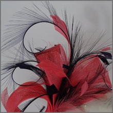 Load image into Gallery viewer, Mary Fascinator - Coral &amp; Navy