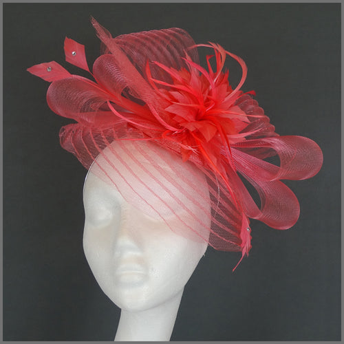 Camille Disc Fascinator - Coral