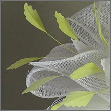 Load image into Gallery viewer, Braylee Fascinator - Crisp White &amp; Lemon