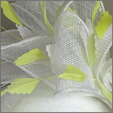 Load image into Gallery viewer, Braylee Fascinator - Crisp White &amp; Lemon