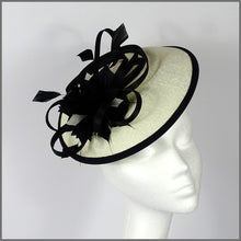 Load image into Gallery viewer, Enid Disc Fascinator - Ivory &amp; Black