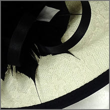 Load image into Gallery viewer, Enid Disc Fascinator - Ivory &amp; Black