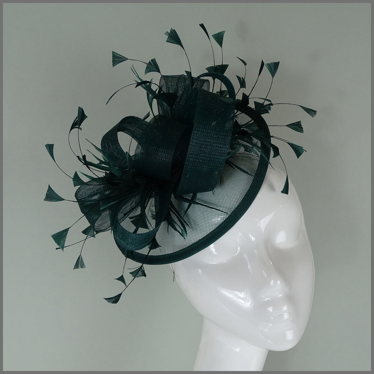 Small Emerald Green Disc Fascinator for Races | Jacqui Vale Designs