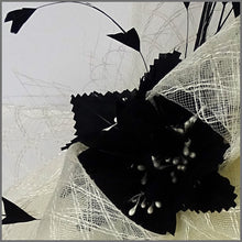 Load image into Gallery viewer, Jazlyn Disc Fascinator - Ivory &amp; Black