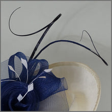 Load image into Gallery viewer, Luna Disc Fascinator - Ivory &amp; Navy