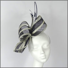 Load image into Gallery viewer, Paula Fascinator - Navy &amp; Ivory