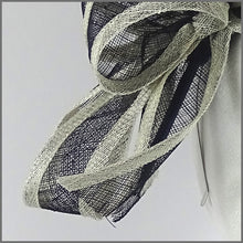 Load image into Gallery viewer, Paula Fascinator - Navy &amp; Ivory