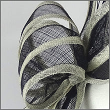 Load image into Gallery viewer, Paula Fascinator - Navy &amp; Ivory