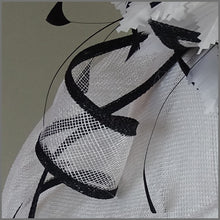 Load image into Gallery viewer, Geraldine Disc Fascinator - White &amp; Black