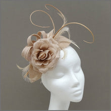 Load image into Gallery viewer, Nude/Blush Pink Flower Fascinator for Wedding Guest