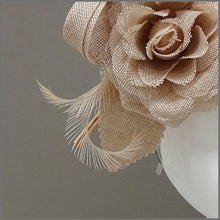 Load image into Gallery viewer, Nude/Blush Pink Linen Flower Fascinator on Headband