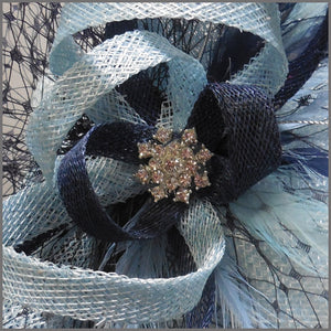  Baby Blue & Navy Disc Fascinator for Race Day