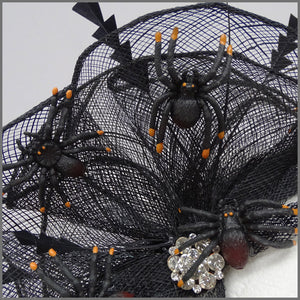 Black Halloween Headpiece with Scary Spiders