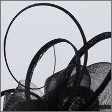 Load image into Gallery viewer, Black Ladies Day Disc Fascinator with Loops