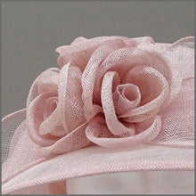 Load image into Gallery viewer, Blush Pink Ladies Sinamay Wedding Hat with Roses