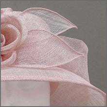 Load image into Gallery viewer, Blush Pink Ladies Sinamay Wedding Hat with Roses