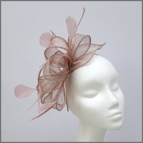 Blush Pink & Silver Special Occasion Feather Fascinator