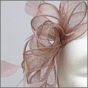 Blush Pink & Silver Special Occasion Feather Ladies Headpiece