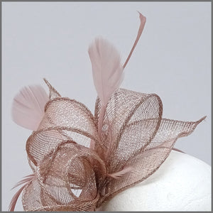 Blush Pink & Silver Special Occasion Feather Headpiece