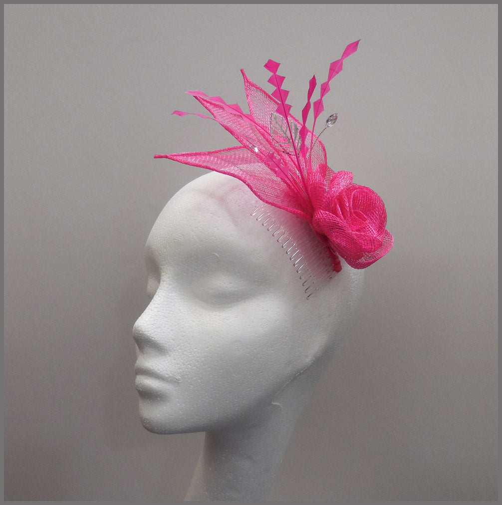 Bright Pink Cocktail Party Fascinator Headpiece | Jacqui Vale Designs