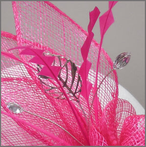 Bright Pink Cocktail Party Fascinator Headpiece