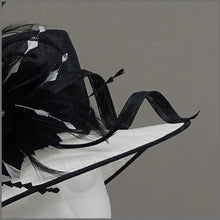 Load image into Gallery viewer, Formal Event Ladies Feather Hat in Black &amp; White