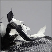 Load image into Gallery viewer, Classic Black &amp; White Disc Fascinator Headband