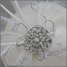 Load image into Gallery viewer, Classic White Pillbox Fascinator with Crystals