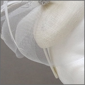 Classic White Pillbox Fascinator with Crystals