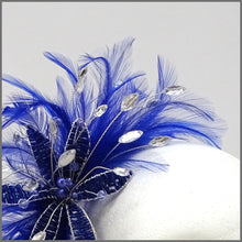 Load image into Gallery viewer, Cobalt Blue Special Occasion Feather Flower Headpiece