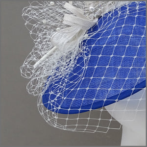 Cobalt Blue & White Special Occasion Hatinator with Netting