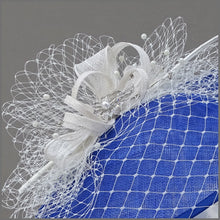 Load image into Gallery viewer, Cobalt Blue &amp; White Ladies Day Hatinator with Netting