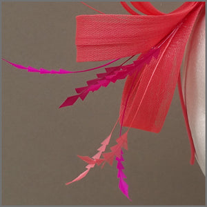 Coral & Fuchsia Pink Feather Fascinator on Headband