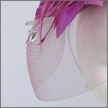 Load image into Gallery viewer, Light Weight Crinoline Feather Wedding Fascinator in Heather