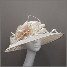 Load image into Gallery viewer, Derby Day Ladies Feather Hat in Ivory &amp; Oyster