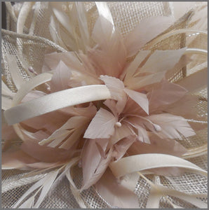 Derby Day Ladies Feather Hat in Ivory & Oyster