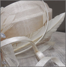 Load image into Gallery viewer, Derby Day Ladies Feather Hat in Ivory &amp; Oyster