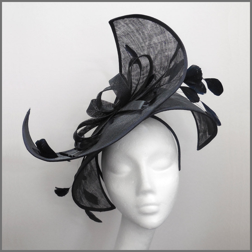 Dramatic Black Feather Hatinator for Royal Ascot